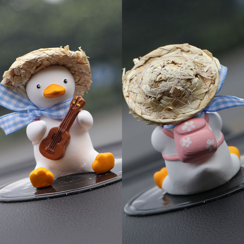 Straw Hat Glasses Duck Car Ornaments Straw Hat Local Tyrant Duck Car Ornaments Creative Straw Hat Swing Duck Car Pendant