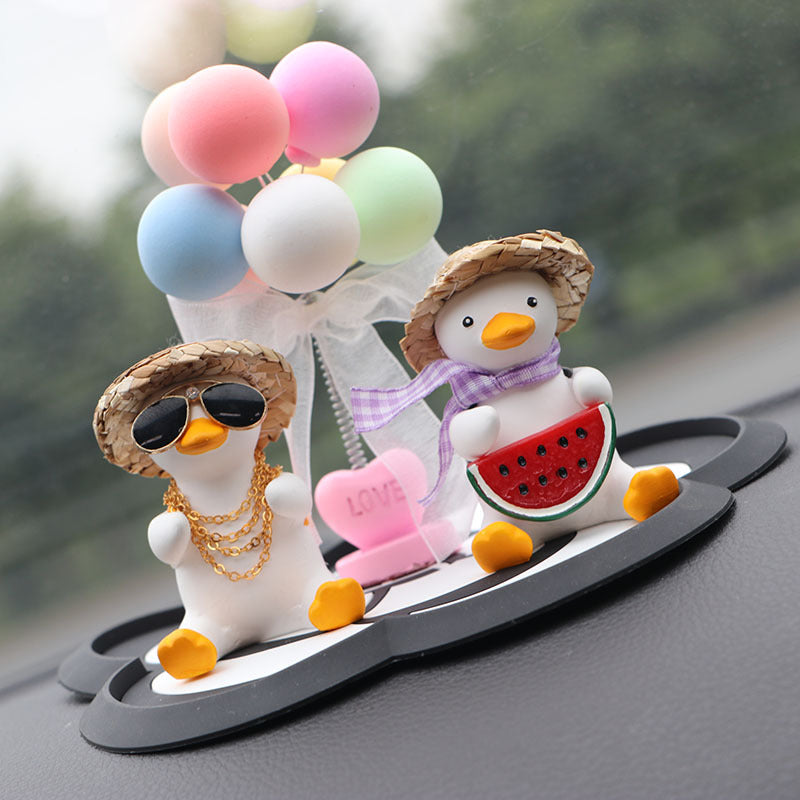 Straw Hat Glasses Duck Car Ornaments Straw Hat Local Tyrant Duck Car Ornaments Creative Straw Hat Swing Duck Car Pendant