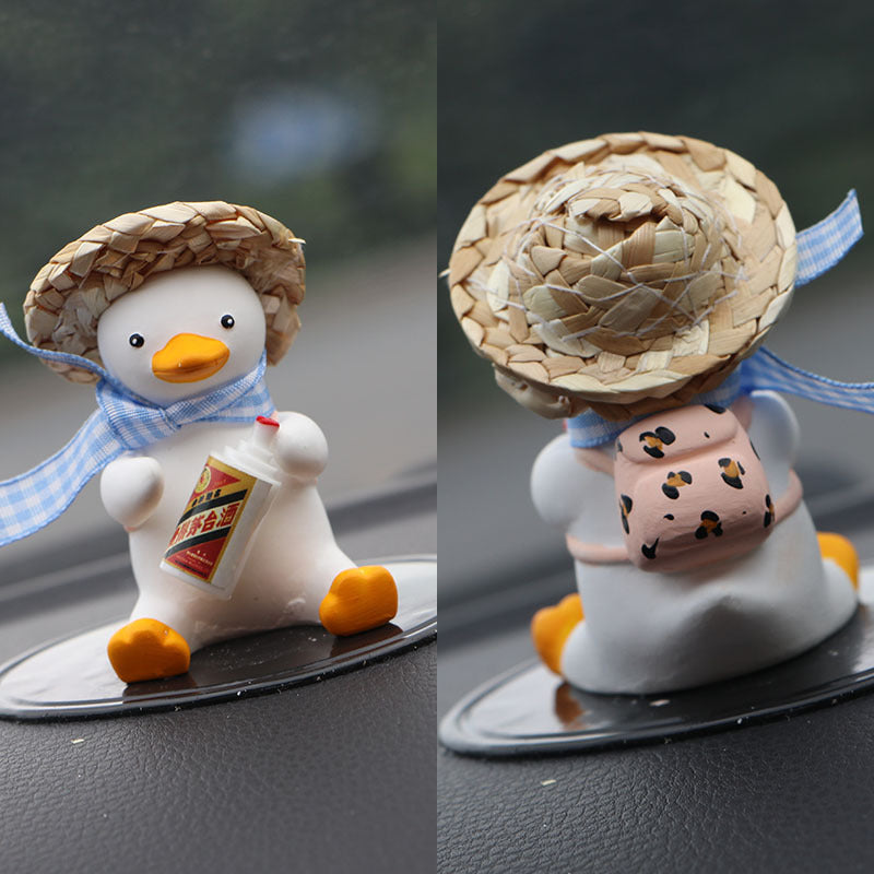 Straw Hat Glasses Duck Car Ornaments Straw Hat Local Tyrant Duck Car Ornaments Creative Straw Hat Swing Duck Car Pendant
