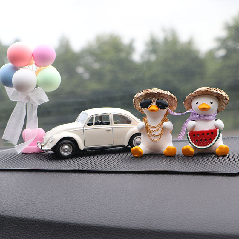 Straw Hat Glasses Duck Car Ornaments Straw Hat Local Tyrant Duck Car Ornaments Creative Straw Hat Swing Duck Car Pendant
