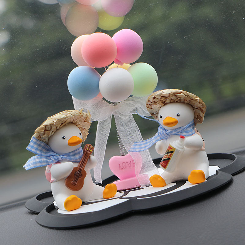 Straw Hat Glasses Duck Car Ornaments Straw Hat Local Tyrant Duck Car Ornaments Creative Straw Hat Swing Duck Car Pendant