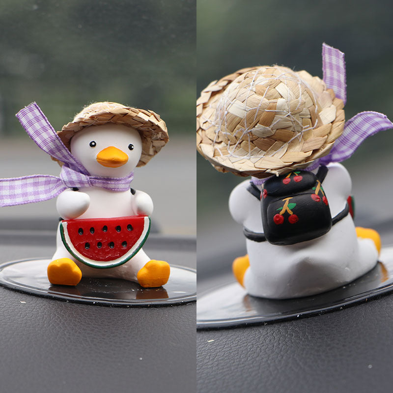 Straw Hat Glasses Duck Car Ornaments Straw Hat Local Tyrant Duck Car Ornaments Creative Straw Hat Swing Duck Car Pendant