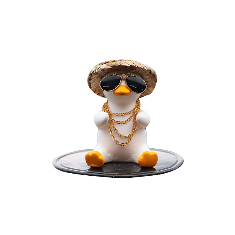 Straw Hat Glasses Duck Car Ornaments Straw Hat Local Tyrant Duck Car Ornaments Creative Straw Hat Swing Duck Car Pendant
